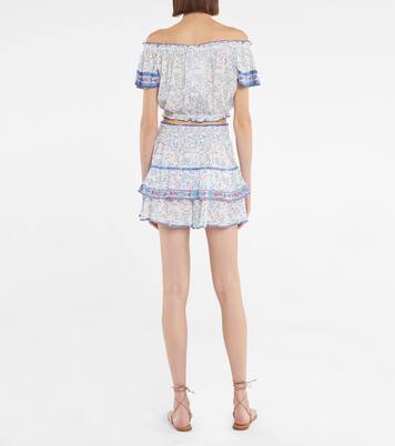 Blouse Camilla imprimée à encolure bardot | Poupette St Barth