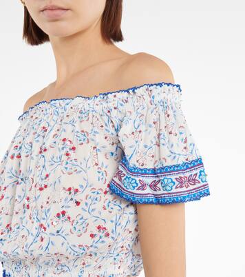 Blouse Camilla imprimée à encolure bardot | Poupette St Barth