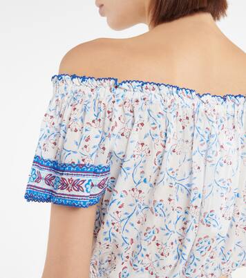 Blouse Camilla imprimée à encolure bardot | Poupette St Barth