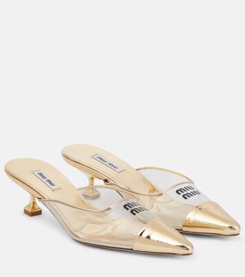 Logo leather and PVC mules | Miu Miu