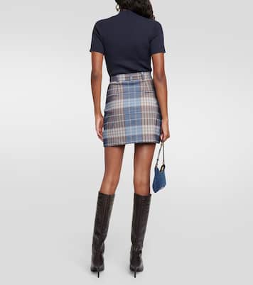 Vestido corto Patsy acanalado a cuadros | Staud