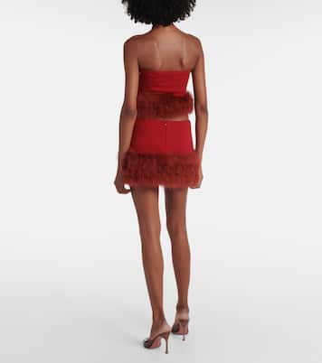 Cropped-Top aus Crêpe mit Federn | Blumarine