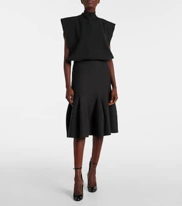 羊毛混纺中长半身裙 | Alaïa