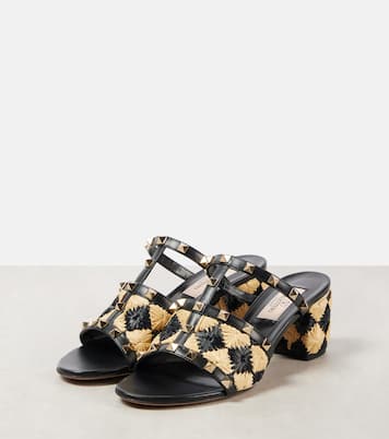 Rockstud 60 raffia-effect mules  | Valentino Garavani