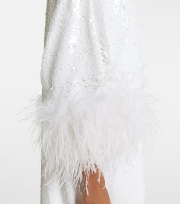 Maxikleid mit Federn und Kristallen | Self-Portrait