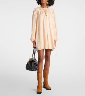 Vestido corto de seda en jacquard floral | Chloé