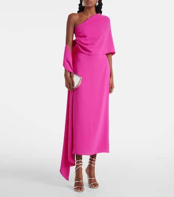 披肩式真丝绉纱酒会裙 | Marmar Halim