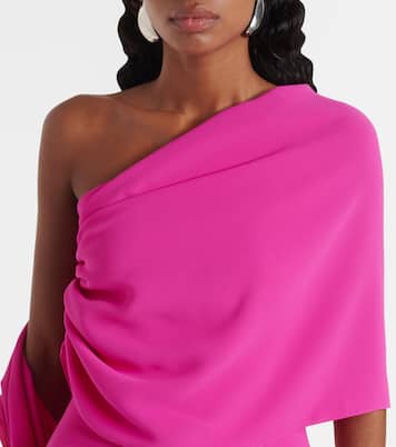 披肩式真丝绉纱酒会裙 | Marmar Halim