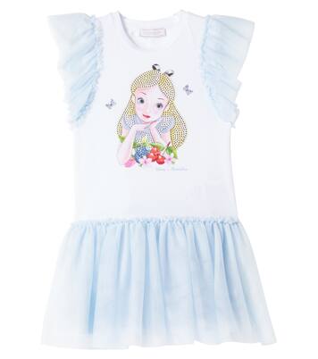 Cotton-blend jersey and tulle dress | Monnalisa