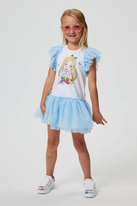 Cotton-blend jersey and tulle dress | Monnalisa