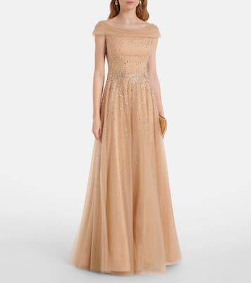 Robe longue Shayla en tulle à ornements | Jenny Packham
