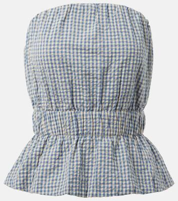 Aurelia gingham strapless cotton top | Posse