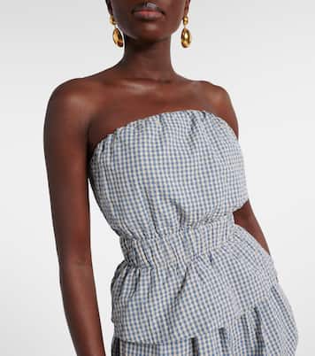 Aurelia gingham strapless cotton top | Posse