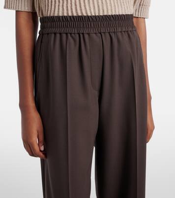 울 블렌드 하이라이즈 와이드 팬츠 | Brunello Cucinelli