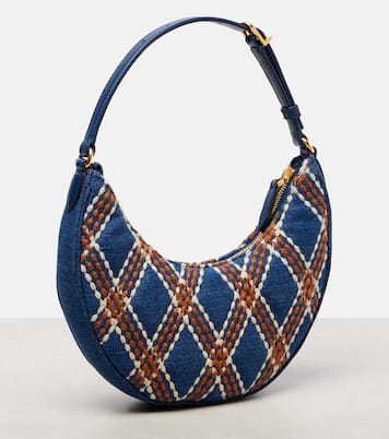 Bestickte Schultertasche Quiltie 67 aus Denim | Valentino Garavani