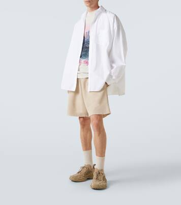 Back distressed logo cotton shorts | Balenciaga