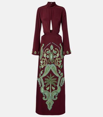 Abito lungo Aurora Magica in seta con perline | Johanna Ortiz