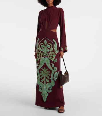 Abito lungo Aurora Magica in seta con perline | Johanna Ortiz