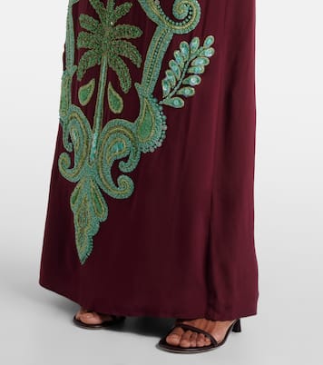 Abito lungo Aurora Magica in seta con perline | Johanna Ortiz