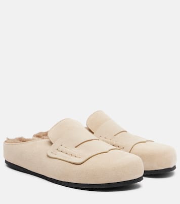 Slippers aus Veloursleder mit Shearling | Jacquemus