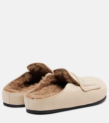 Slippers aus Veloursleder mit Shearling | Jacquemus