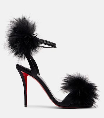 Sandales Patapompom 100 en crêpe de satin | Christian Louboutin