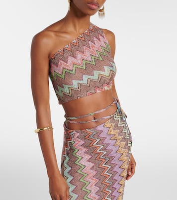 Zigzag one-shoulder lamé top | Missoni