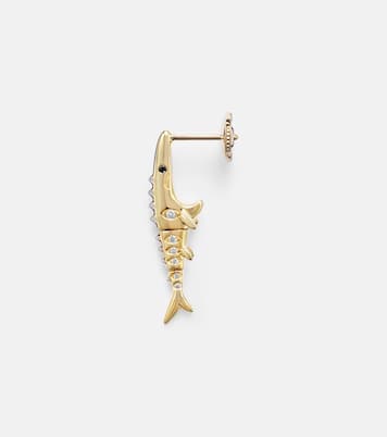 Marlin Pm 9kt gold single earring with diamonds | Yvonne Léon