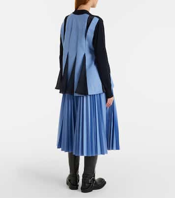 Striped cotton-blend poplin midi skirt | Sacai