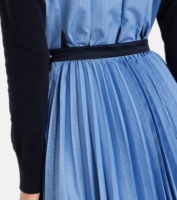 Striped cotton-blend poplin midi skirt | Sacai