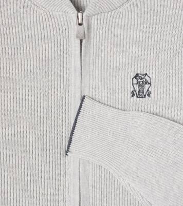 Ribbed-knit cotton zip-up cardigan | Brunello Cucinelli Kids