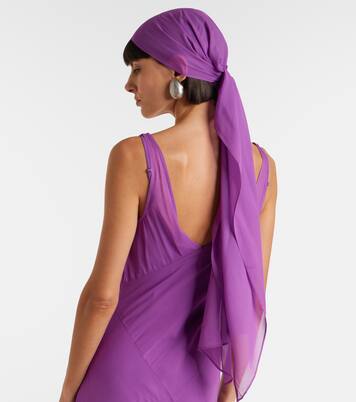 Mystica asymmetric georgette midi dress | De La Vali