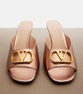 Mules VLogo en cuir métallisé | Valentino Garavani