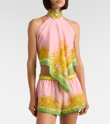 Printed cotton and silk voile shorts | Versace