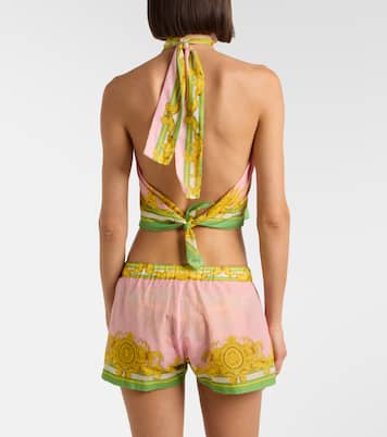 Printed cotton and silk voile shorts | Versace
