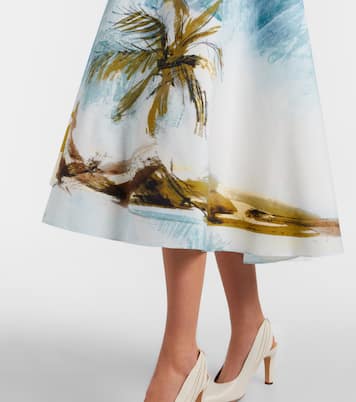Printed cotton-blend poplin midi skirt | Oscar de la Renta