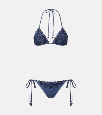 Aster embroidered denim bikini | Zimmermann