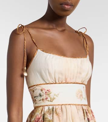 Mahon printed linen midi dress | Zimmermann