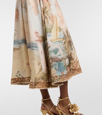 Mahon printed linen midi dress | Zimmermann