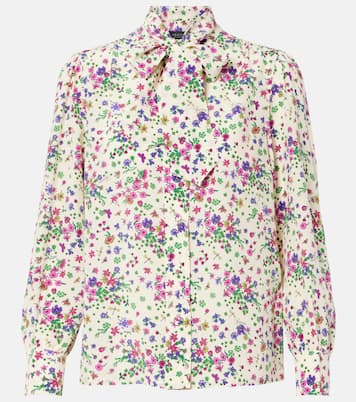Floral tie-neck silk shirt | Gucci