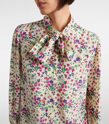 Floral tie-neck silk shirt | Gucci