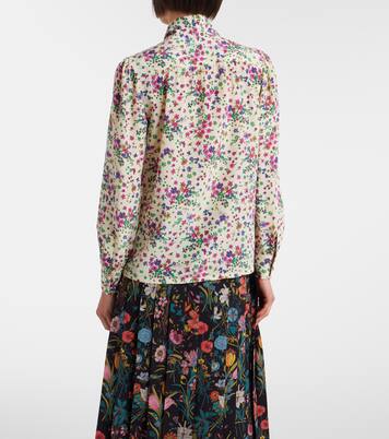 Floral tie-neck silk shirt | Gucci