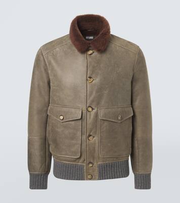 Shearling-lined leather blouson jacket | Brunello Cucinelli