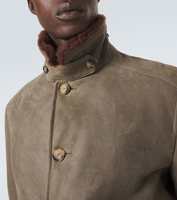Shearling-lined leather blouson jacket | Brunello Cucinelli