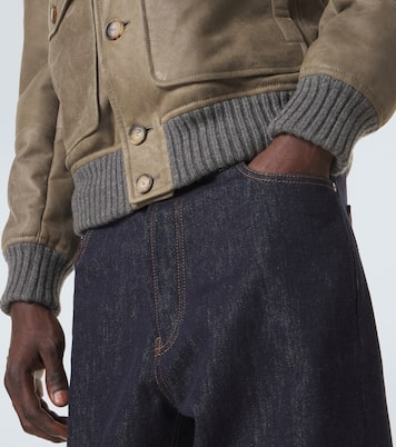 Shearling-lined leather blouson jacket | Brunello Cucinelli