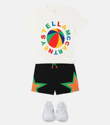Star mesh insert cotton shorts | Stella McCartney Kids