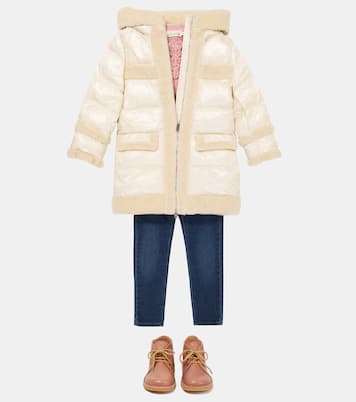 Teddy-trimmed puffer coat | Woolrich Kids