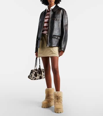 Shearling and leather snow boots | Prada