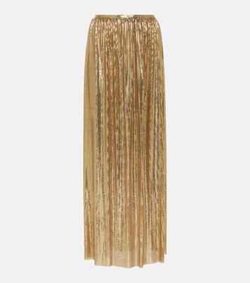 High-rise metallic mesh maxi skirt | Rabanne