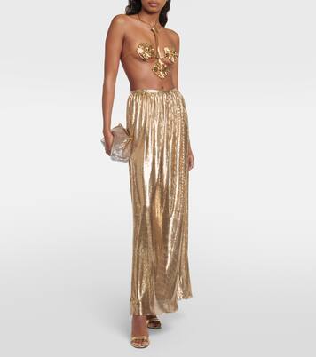 High-rise metallic mesh maxi skirt | Rabanne